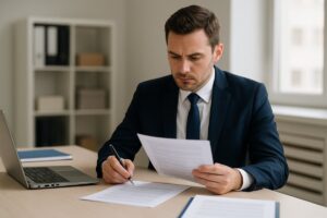 Imprenditore compila la cauzione provvisoria per gara d’appalto 2025 secondo il nuovo Codice degli Appalti